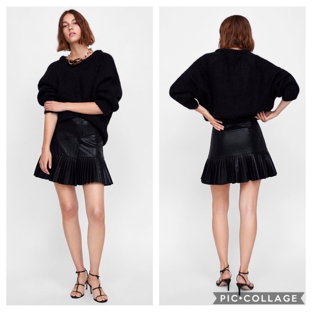 Zara Faux Leather Pleated Skirt